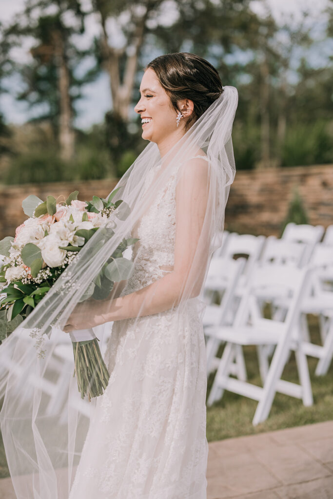 bride and groom Alabama wedding first look