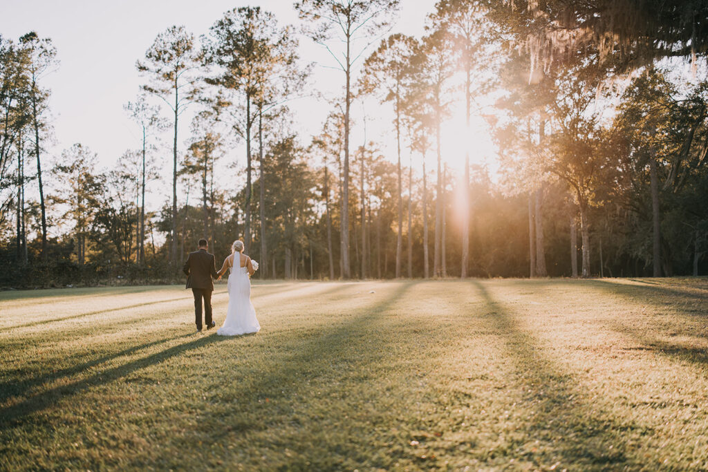 golden hour wedding couple moments during their farm wedding at Woodberry in Havana, FL