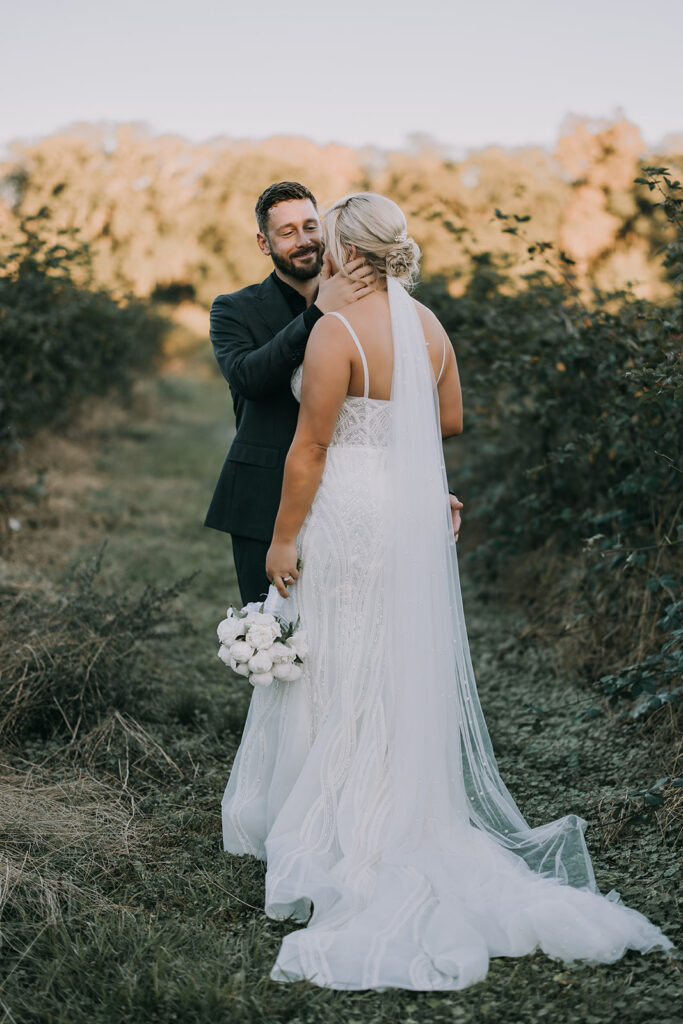 golden hour wedding couple moments during their farm wedding at Woodberry in Havana, FL