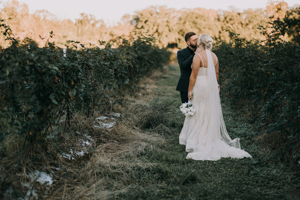 golden hour wedding couple moments during their farm wedding at Woodberry in Havana, FL