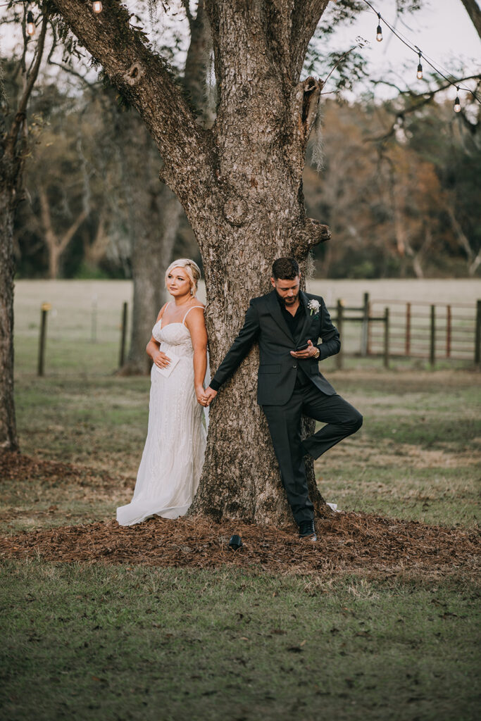 bride and groom first touch and private vow exchange