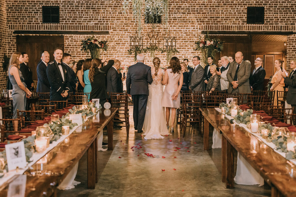 indoor wedding ceremony set up at Live Oak Plantation in Pensacola, FL