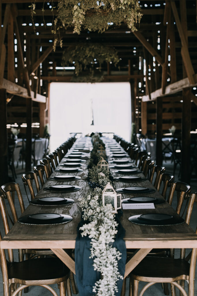 reception set up at the Woodberry, a rustic barn wedding venue in Florida