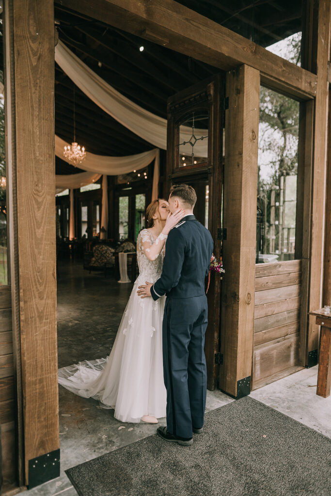 bride and groom first look