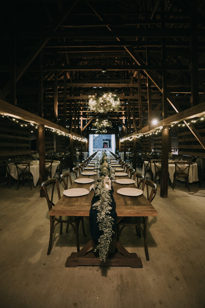 reception set up at the Woodberry, a rustic barn wedding venue in Florida