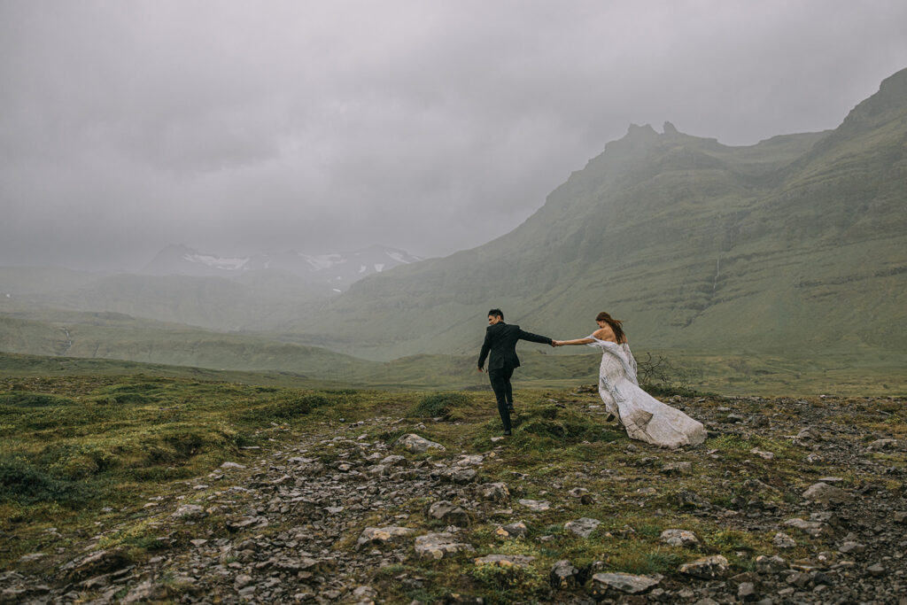 wild and adventurous Iceland backdrops during the couple's intimate vow renewal