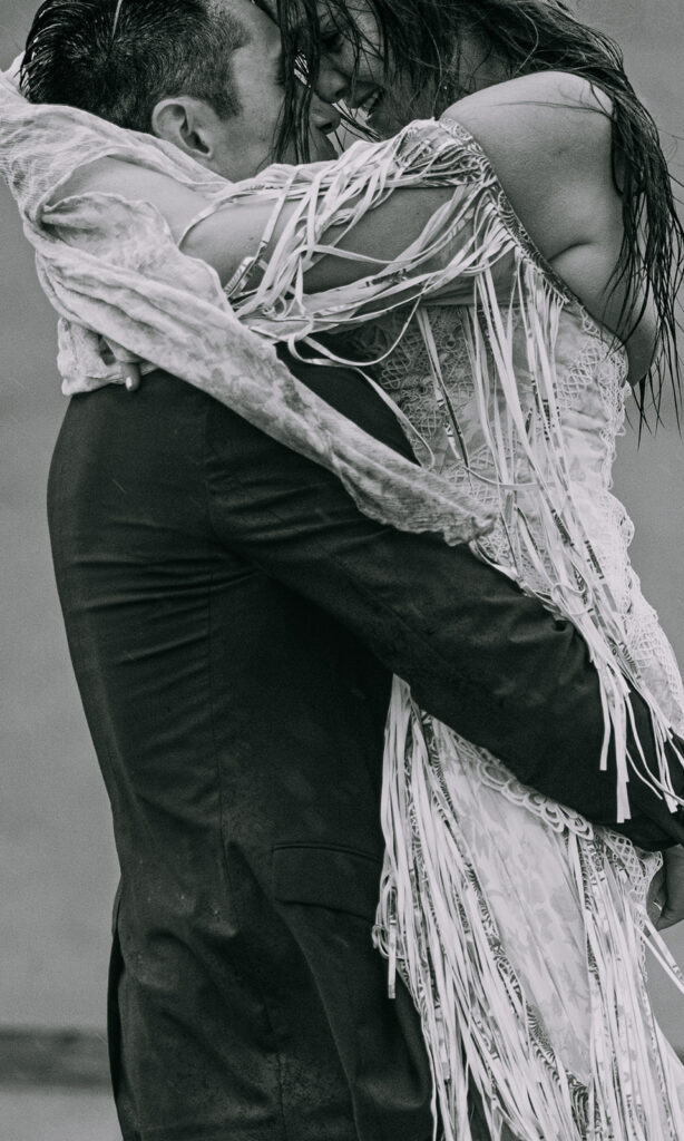 intimate bride and groom moment with Iceland backdrops