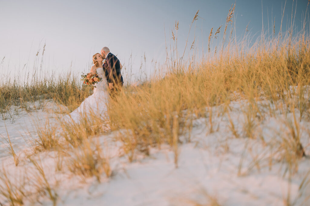 beautiful wedding couple during their Pensacola beach wedding