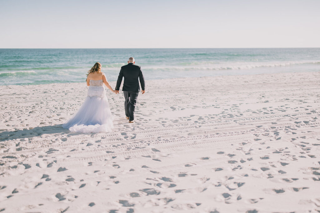 beautiful wedding couple during their Pensacola beach wedding