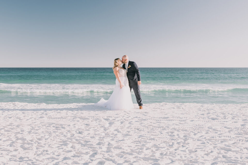 beautiful wedding couple during their Pensacola beach wedding