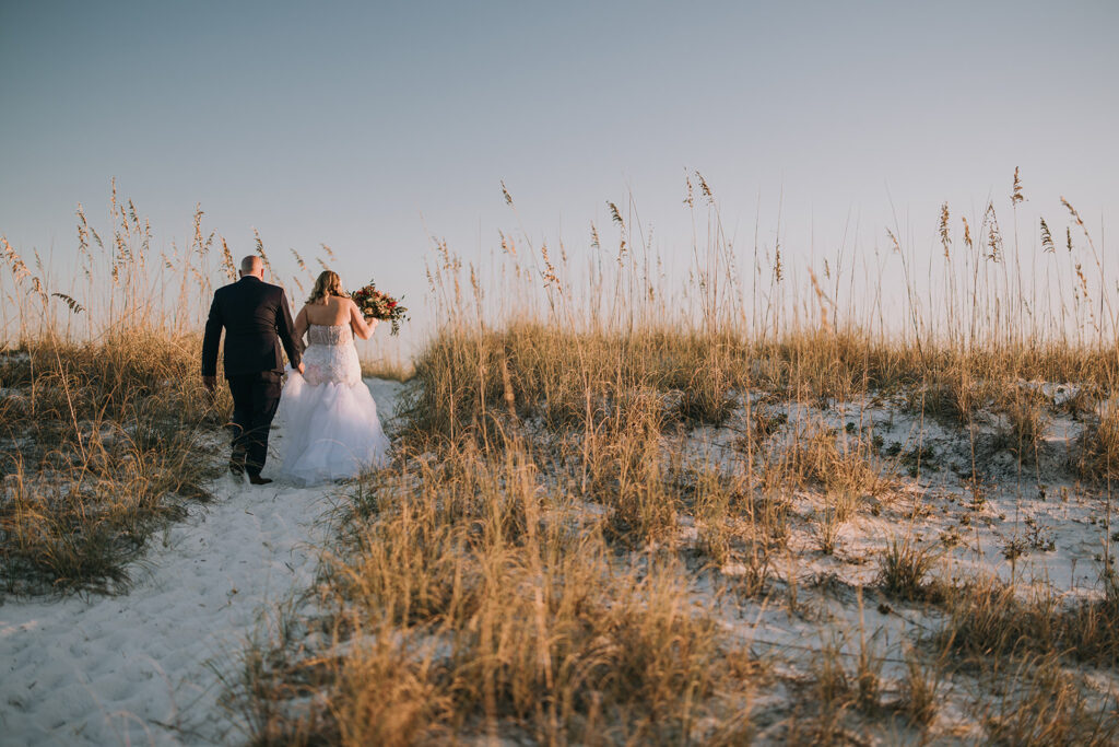 beautiful wedding couple during their Pensacola beach wedding