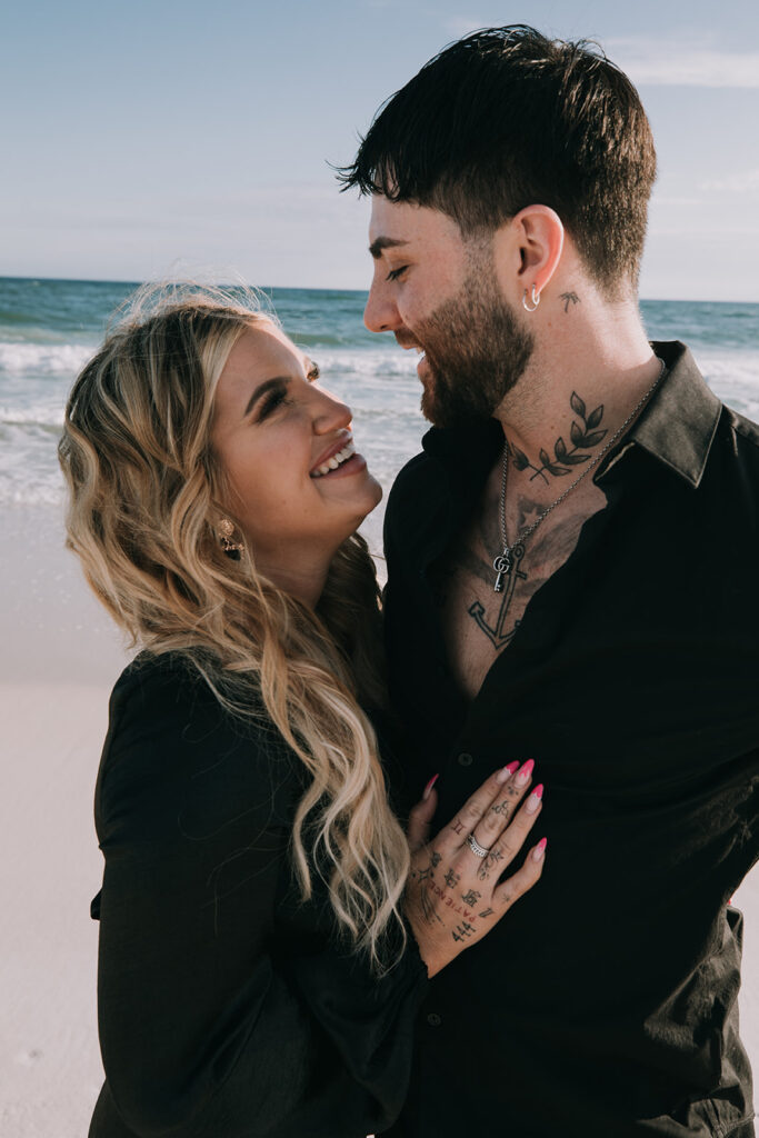 alternative couple in all black attire during their Pensacola beach wedding