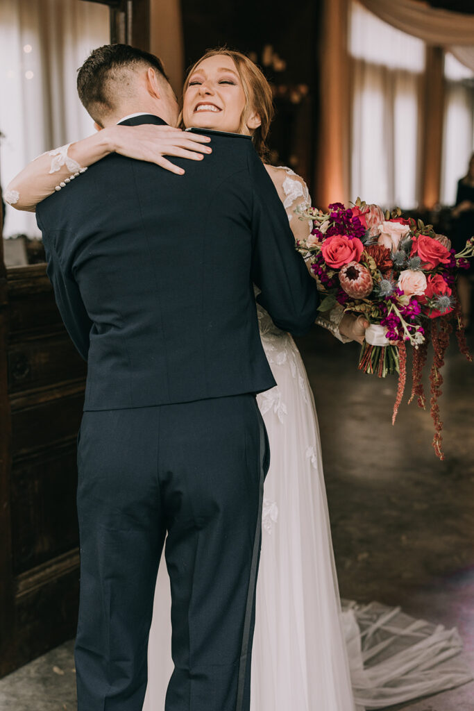 romantic bride and groom