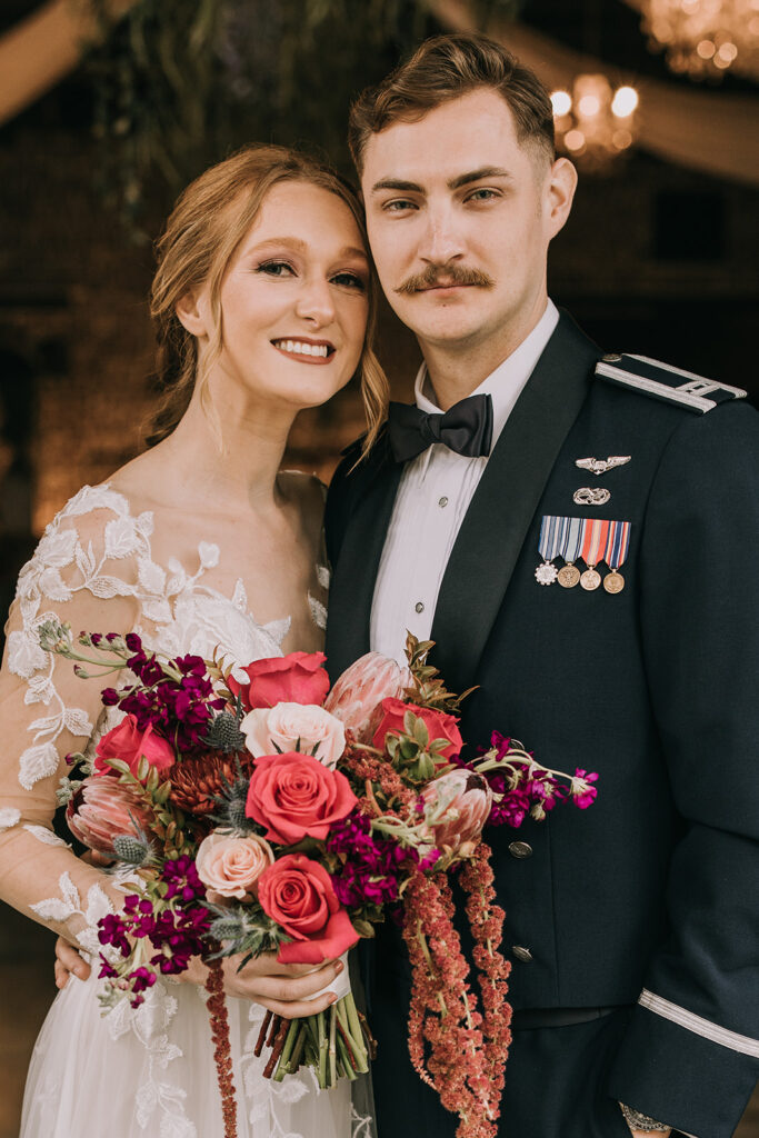 romantic bride and groom